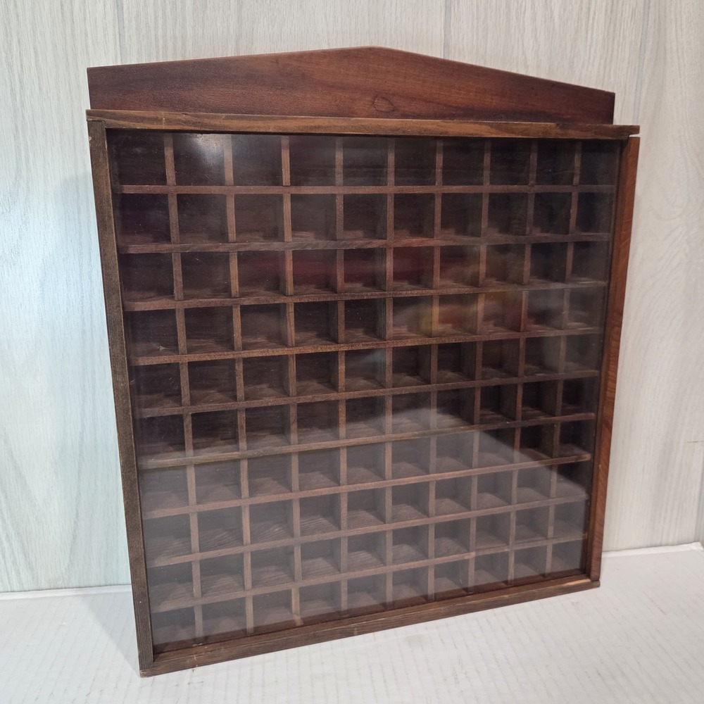 Thimbles Miniatures Shadowbox Display Shelf Case Wood  Plexiglass 100 Cubes